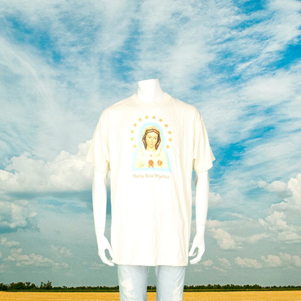 Vintage Maria Rosa Blessed Virgin Mary Religious Single Stitch T Shirt Tee L